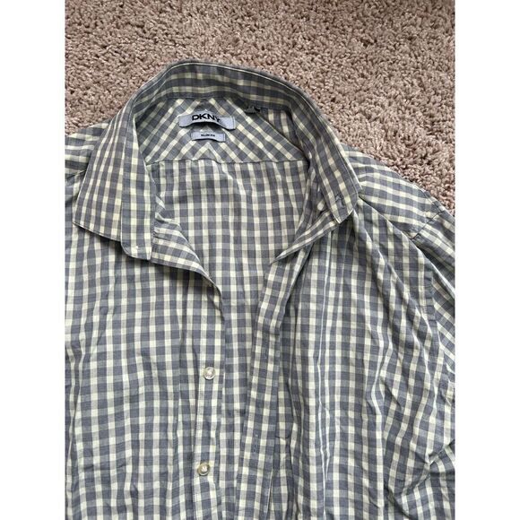 DKNY Small plaid check Button down shirt 16 1/2 - Picture 3 of 3